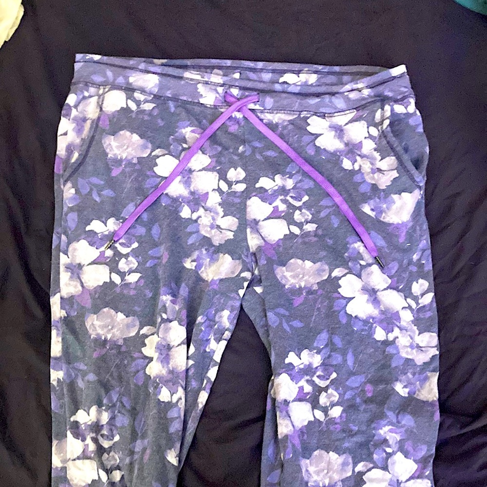 Purple Floral Athletic/Yoga Pants